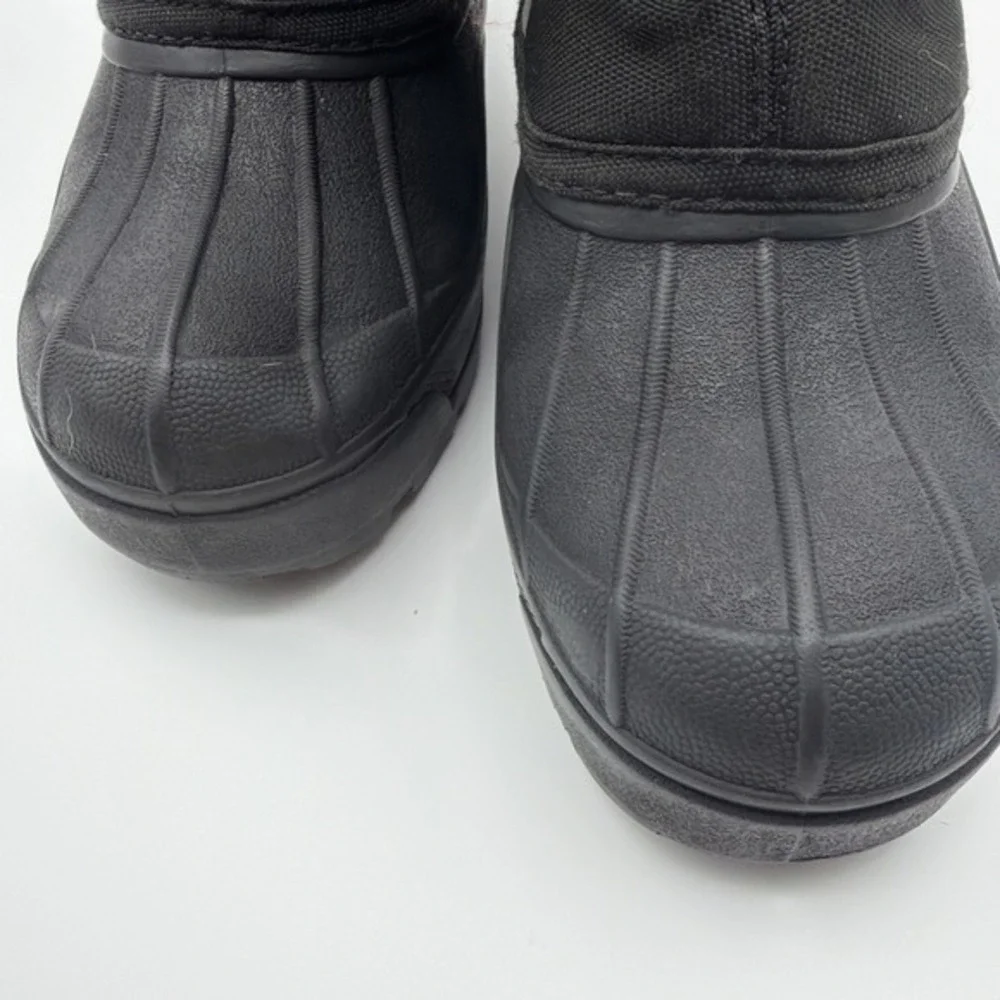 L.L. Bean Kids Snow Boots Size 1 Black Pink Fleece Lined Winter Duck Boots. 1571